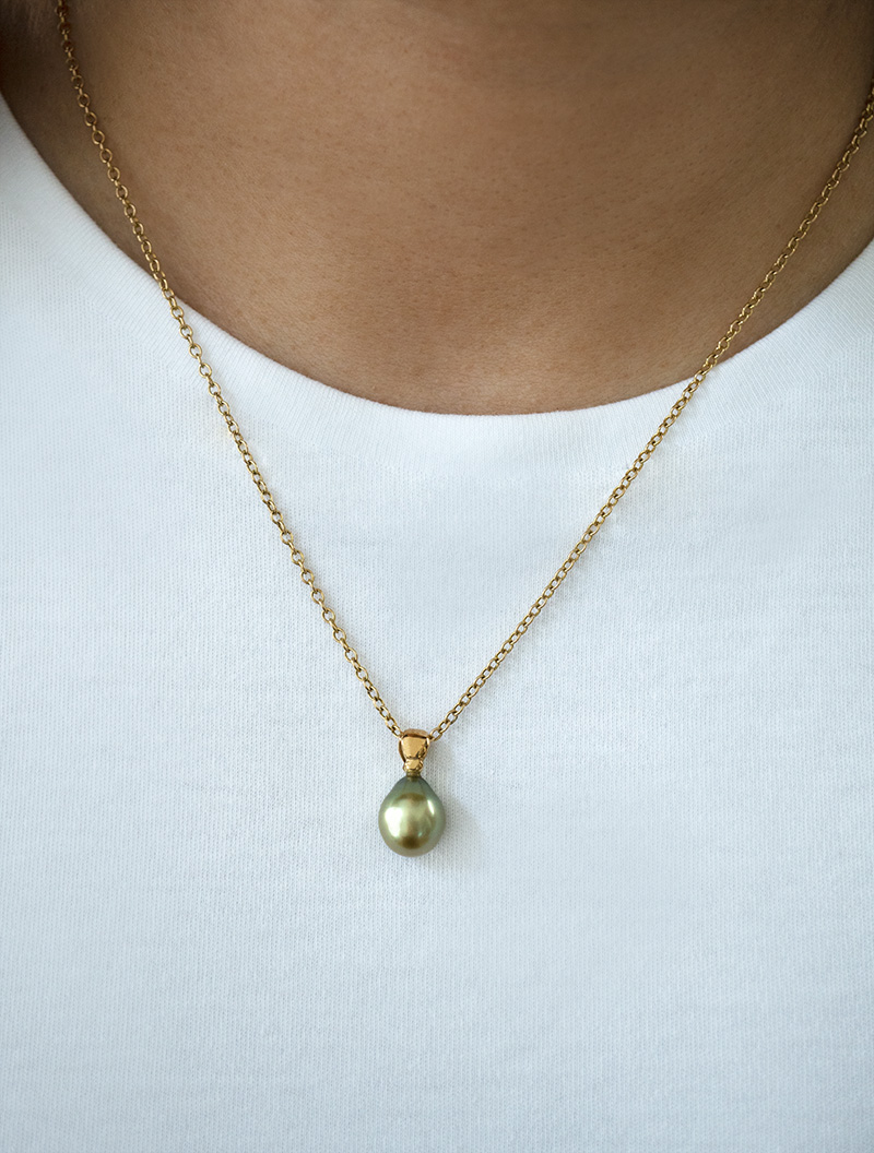 Leafed Tahitian Pearl Pendant - P20063R-C89 main image 1