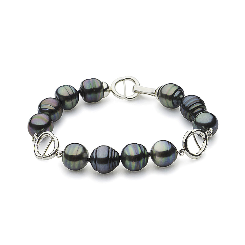 Tahitian pearls and 14K white gold bracelet