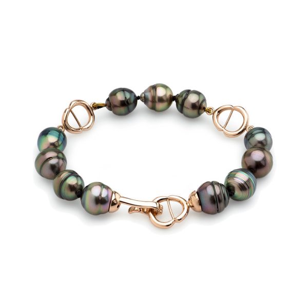 Tahitian pearls and 14K rose gold bracelet