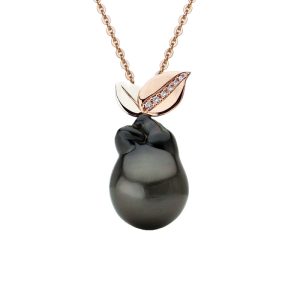 natural color Tahitian pearl and diamonds pendant