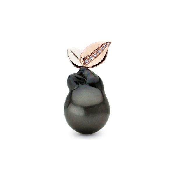 natural color Tahitian pearl and diamonds pendant