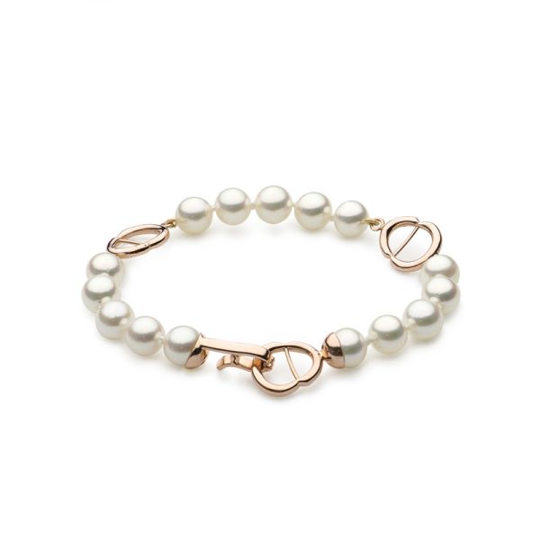 Japanese Akoya pearls and 14K red gold bracelet