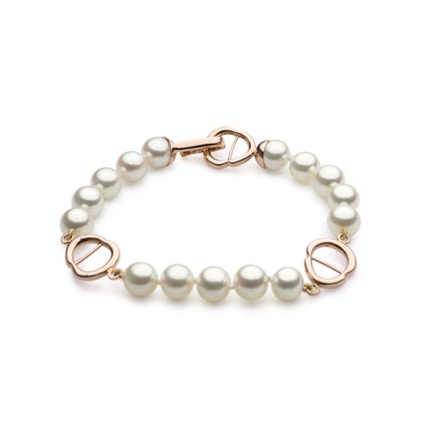 Japanese Akoya pearls and 14K red gold bracelet