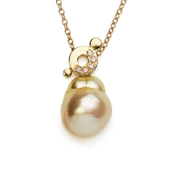 south sea pearl and pink diamonds pendant